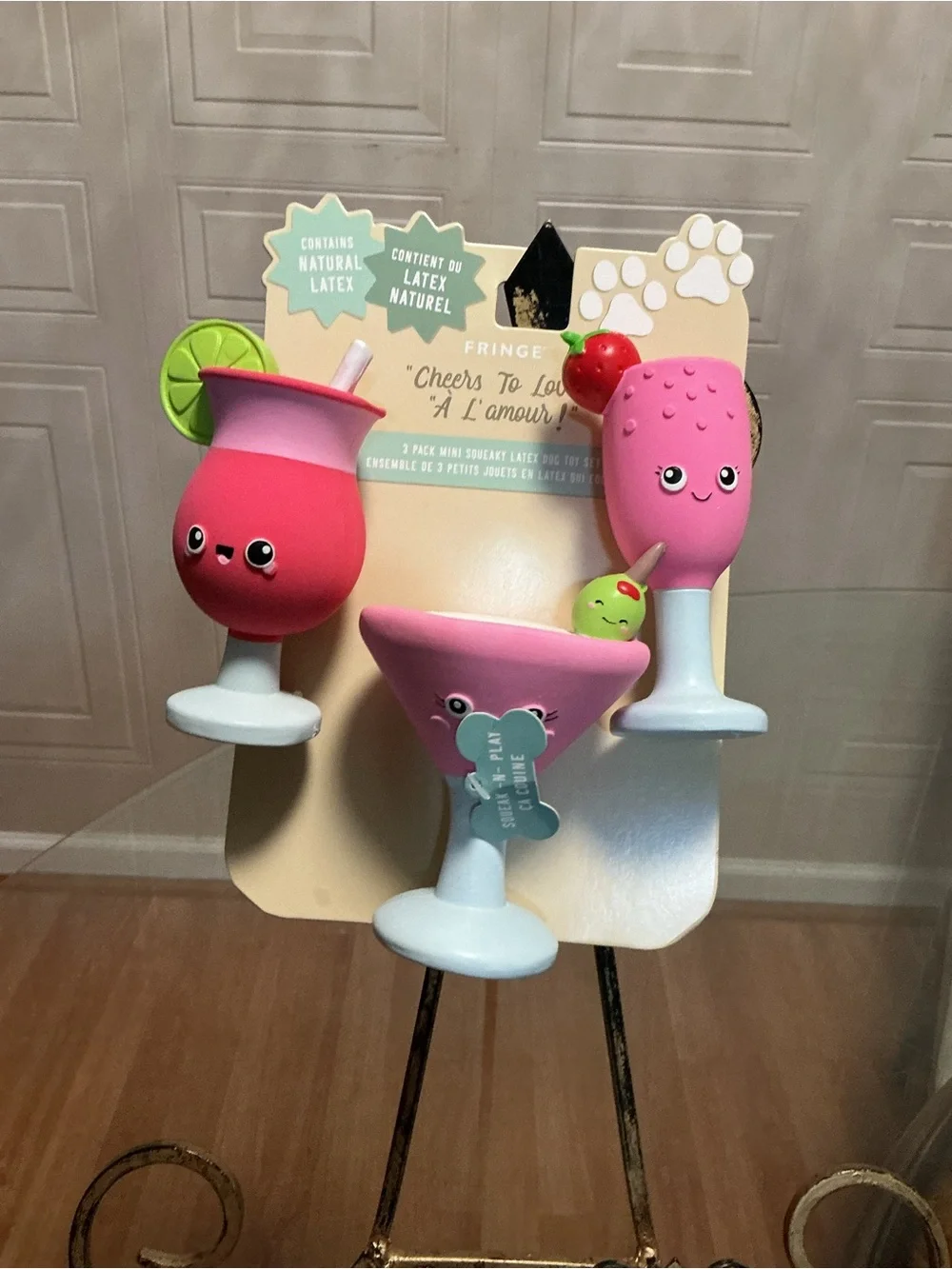 NEW Dog Toys 3 Squeaky Latex Cocktail Cheers To Love  You Lots” | Fringe